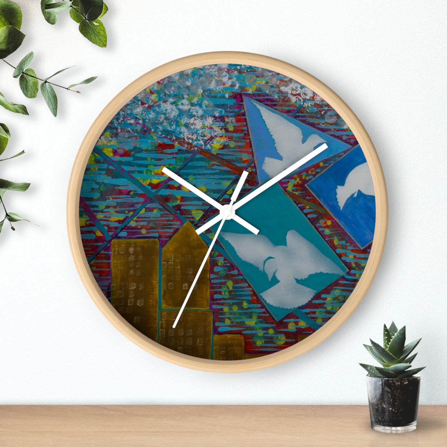 Colorful Urban Art Wall Clock, Home Decor, Modern Clock, Unique Gift, Vibrant Wall Art, Art Lover's Gift