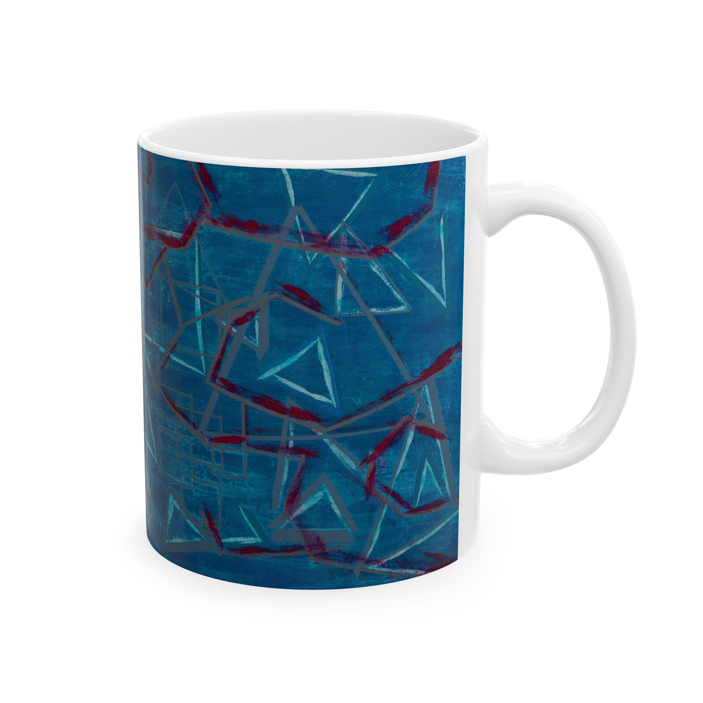 Blue Abstract Ceramic Mug - Coffee Lover Gift, Art Mug, Unique Home Decor, Birthday Gift, Stylish Drinkware