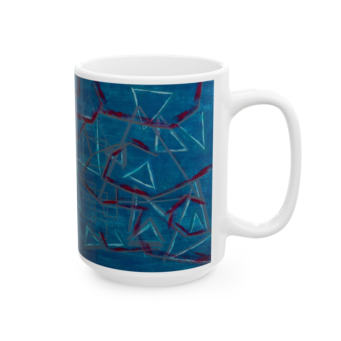 Blue Abstract Ceramic Mug - Coffee Lover Gift, Art Mug, Unique Home Decor, Birthday Gift, Stylish Drinkware