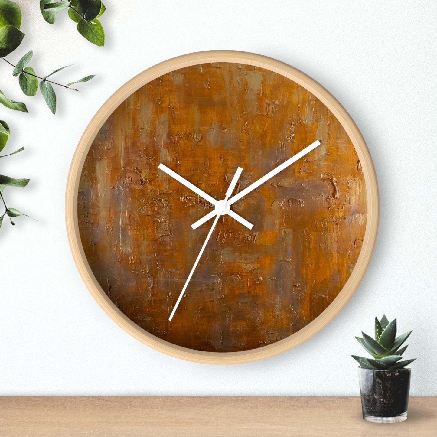 Rustic Wall Clock, Modern Decor, Home Kitchen Wall Art, Warm Toned Timepiece, Gift for Housewarming, Minimalist Design