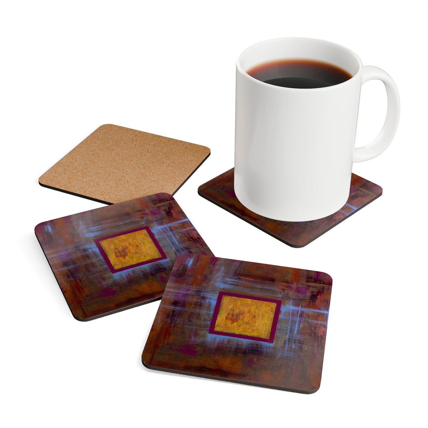Artistic Corkwood Coaster Set - Unique Home Decor for Coffee Lovers