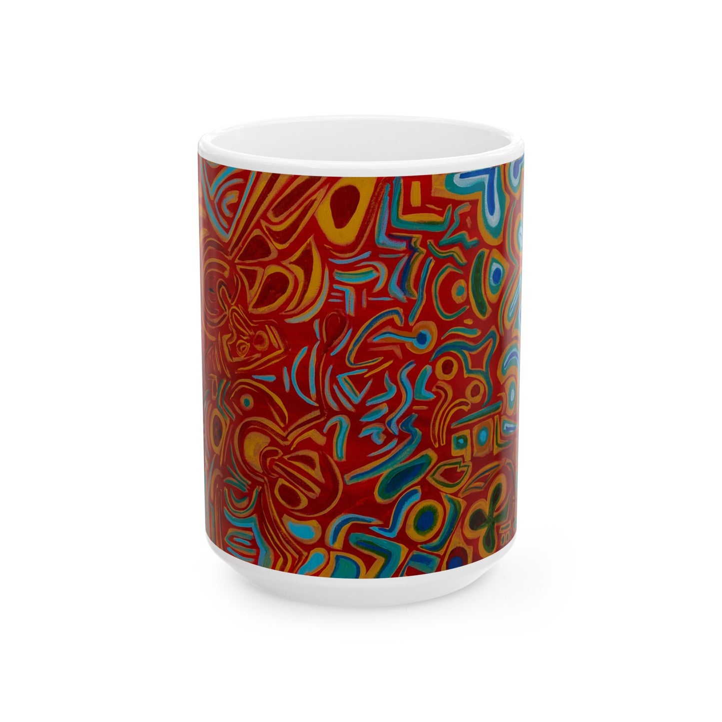 Vibrant Ceramic Mug, Colorful Art Mug, Unique Coffee Cup, Artistic Drinkware, Gift for Art Lovers