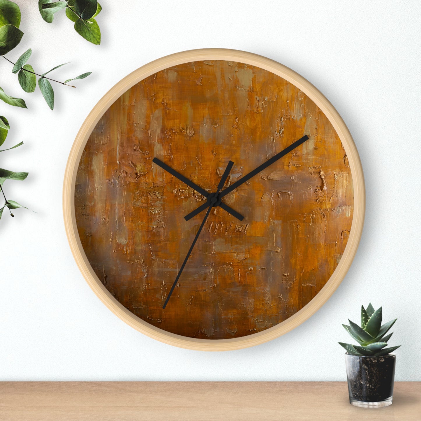 Rustic Wall Clock, Modern Decor, Home Kitchen Wall Art, Warm Toned Timepiece, Gift for Housewarming, Minimalist Design