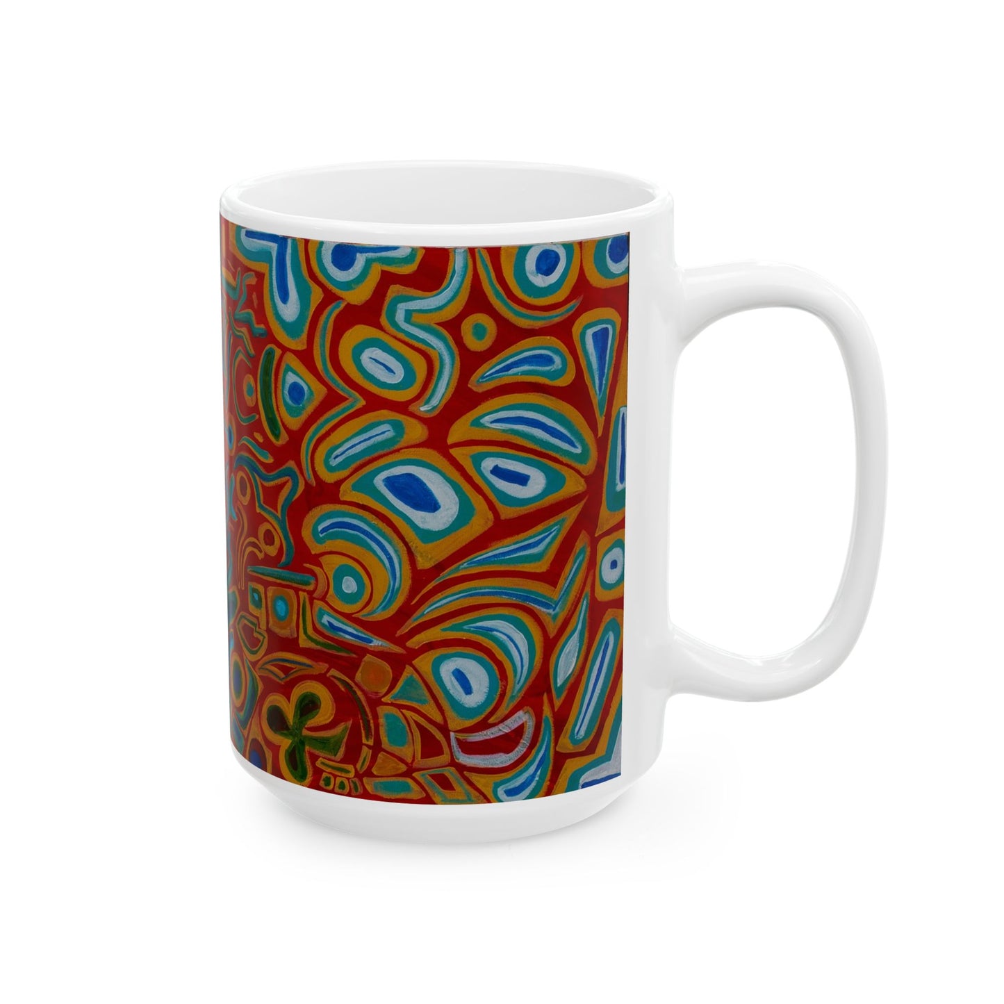 Vibrant Ceramic Mug, Colorful Art Mug, Unique Coffee Cup, Artistic Drinkware, Gift for Art Lovers