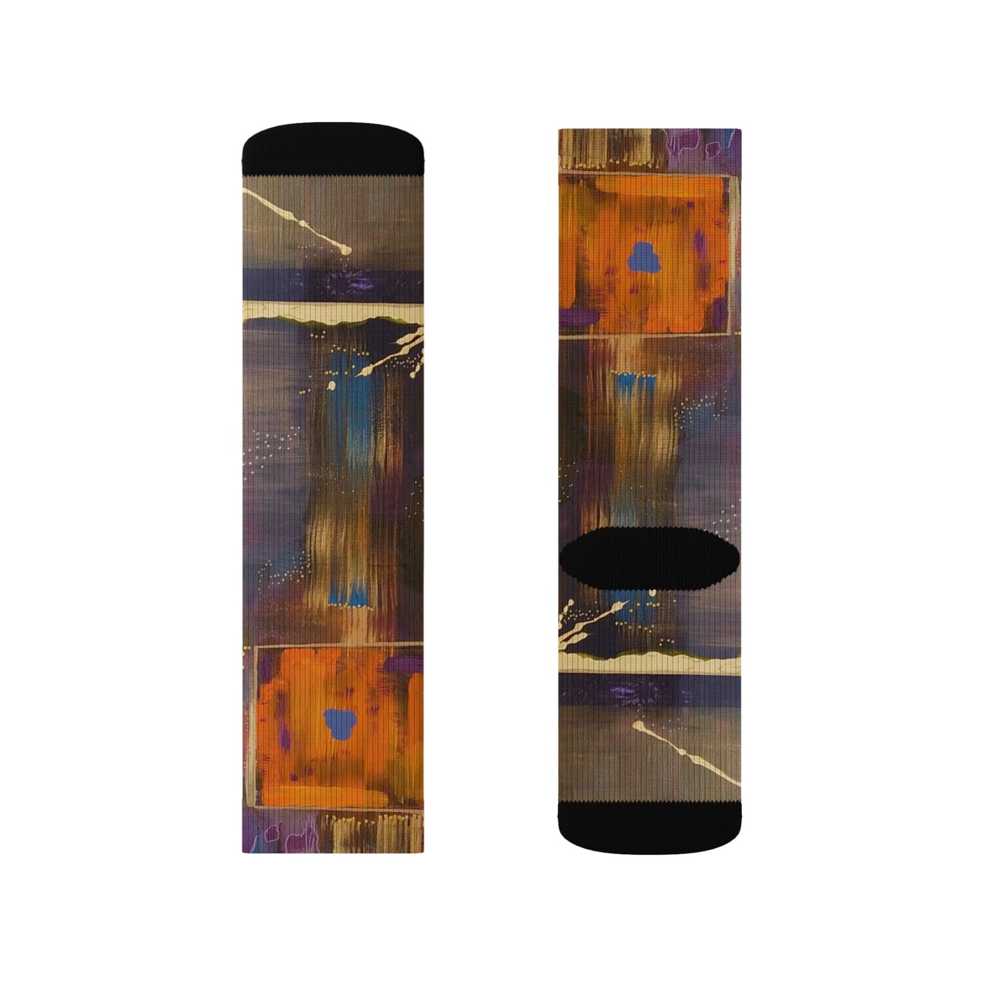Abstract Colorblock Sublimation Socks — Bold Artistic Crew Socks