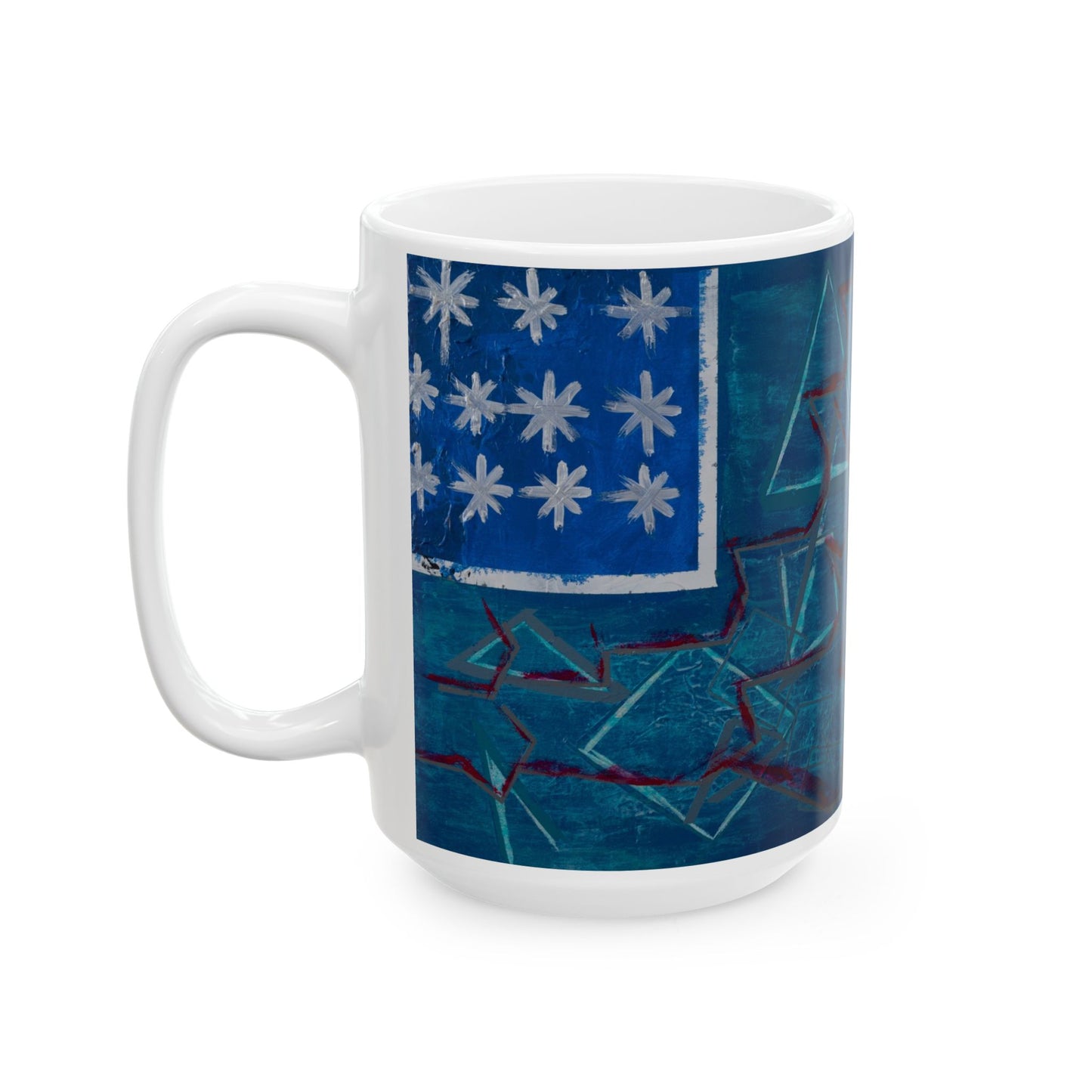 Blue Abstract Ceramic Mug - Coffee Lover Gift, Art Mug, Unique Home Decor, Birthday Gift, Stylish Drinkware
