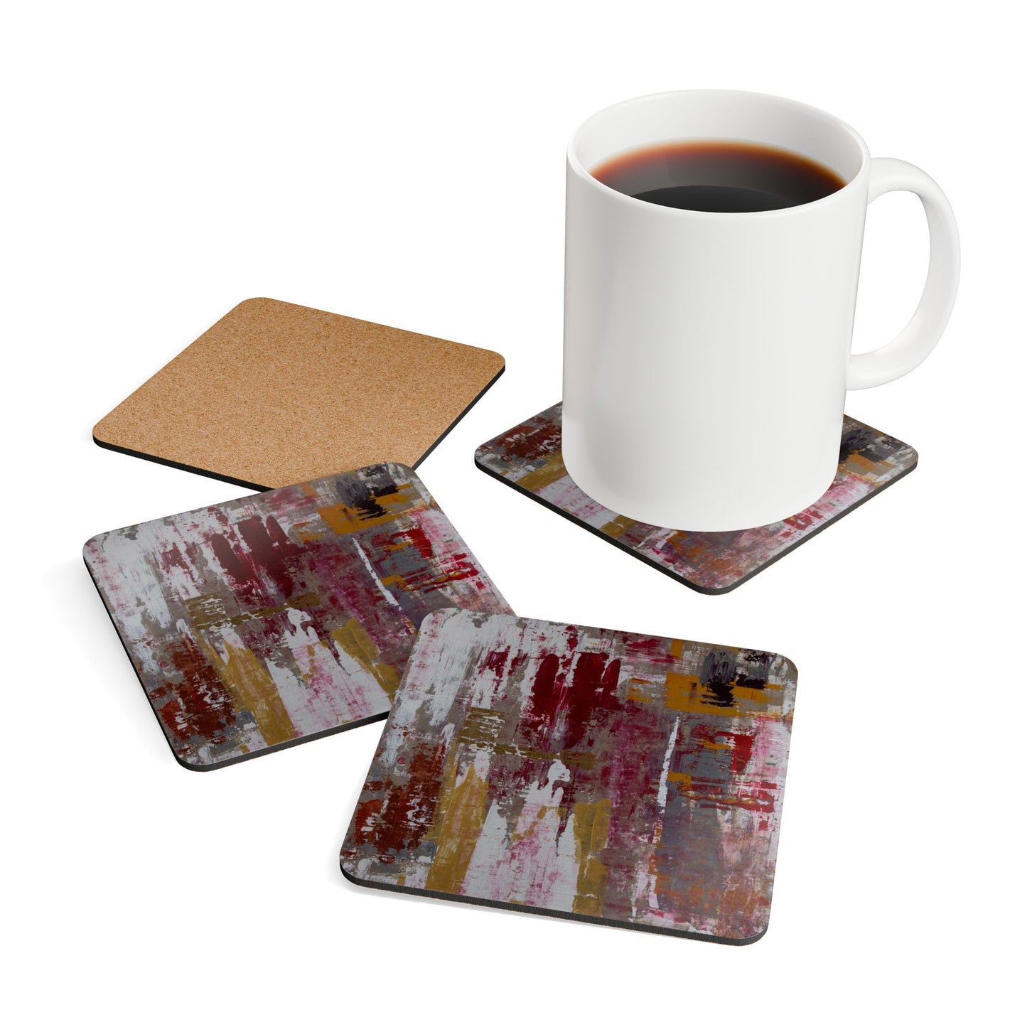 Abstract Corkwood Coaster Set - Artful Drink Coasters for Home Decor
