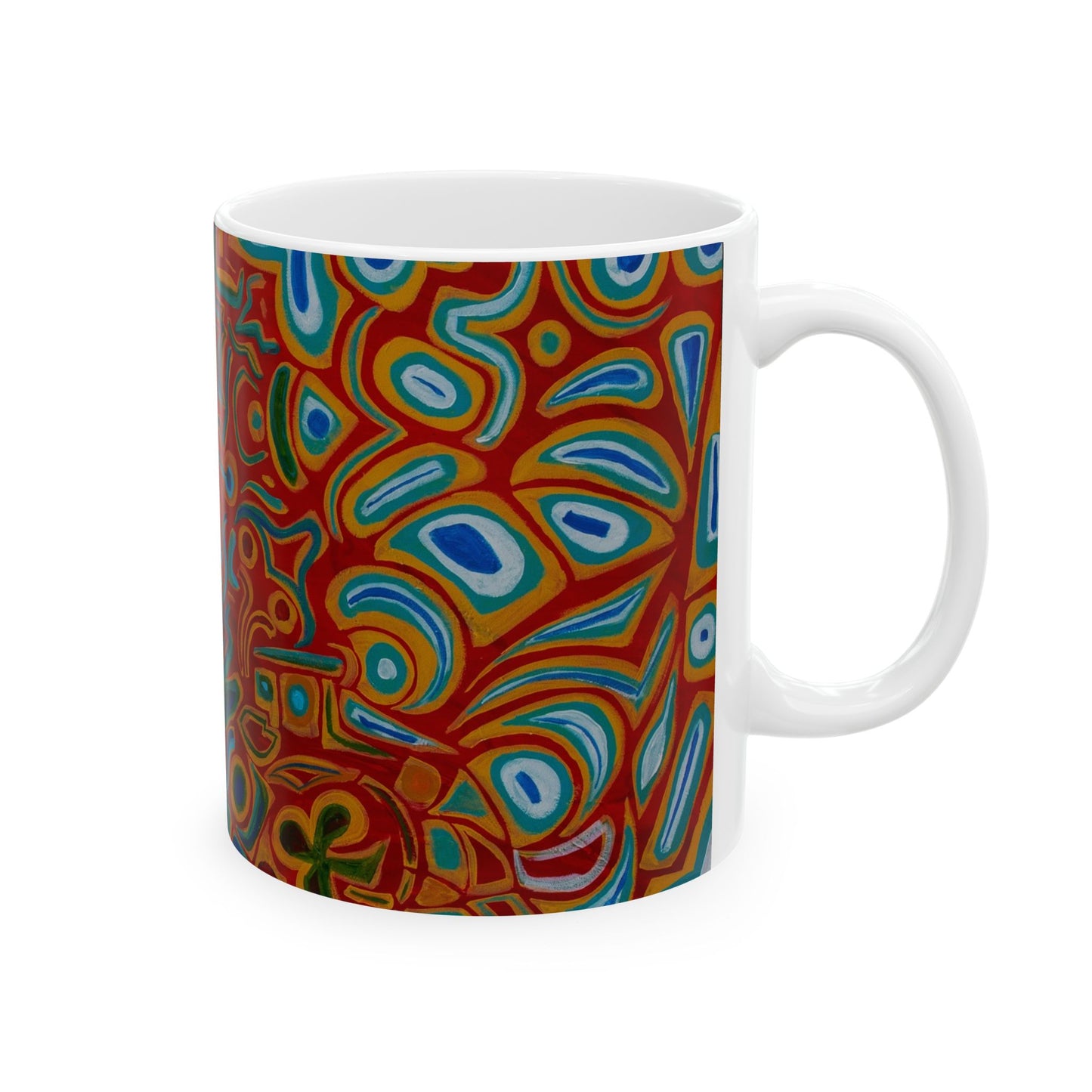 Vibrant Ceramic Mug, Colorful Art Mug, Unique Coffee Cup, Artistic Drinkware, Gift for Art Lovers