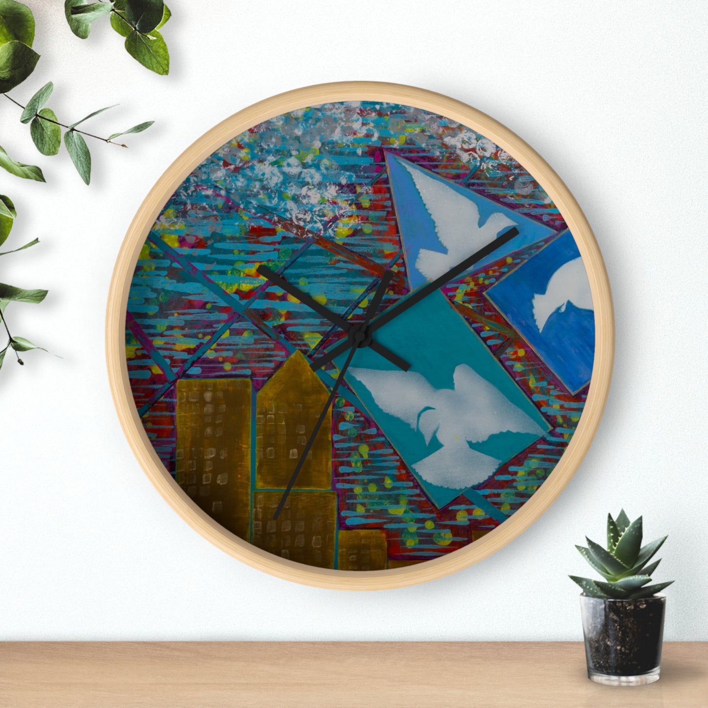 Colorful Urban Art Wall Clock, Home Decor, Modern Clock, Unique Gift, Vibrant Wall Art, Art Lover's Gift