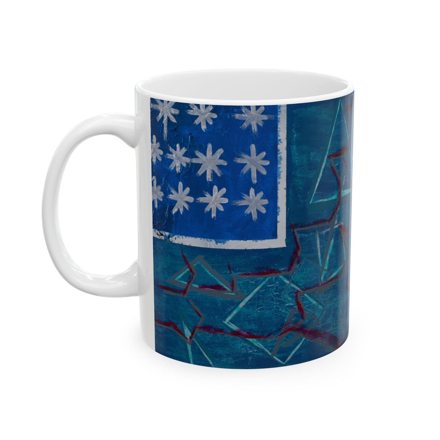 Blue Abstract Ceramic Mug - Coffee Lover Gift, Art Mug, Unique Home Decor, Birthday Gift, Stylish Drinkware