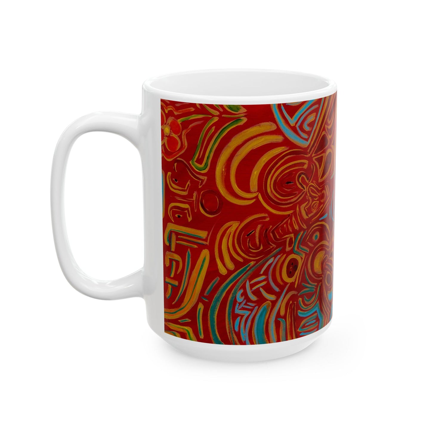 Vibrant Ceramic Mug, Colorful Art Mug, Unique Coffee Cup, Artistic Drinkware, Gift for Art Lovers