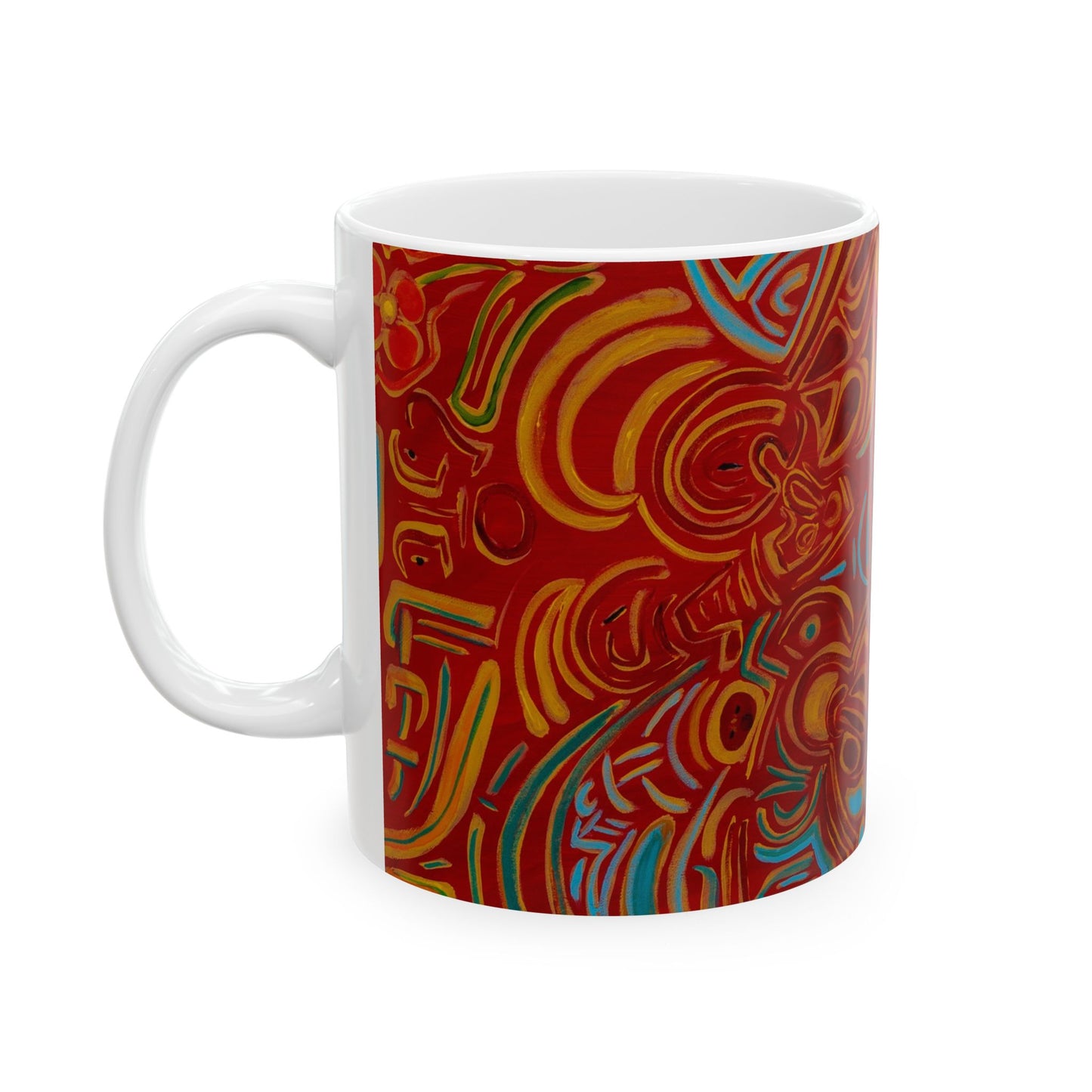 Vibrant Ceramic Mug, Colorful Art Mug, Unique Coffee Cup, Artistic Drinkware, Gift for Art Lovers
