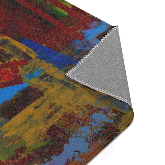 Colorful Abstract Area Rug, Artistic Floor Mat for Living Room, Boho Home Decor, Unique Gift for Housewarming & Art Lovers