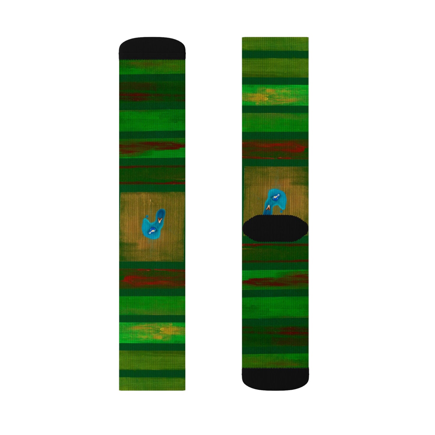 Green Striped Sublimation Socks — Nature-Inspired Crew Socks