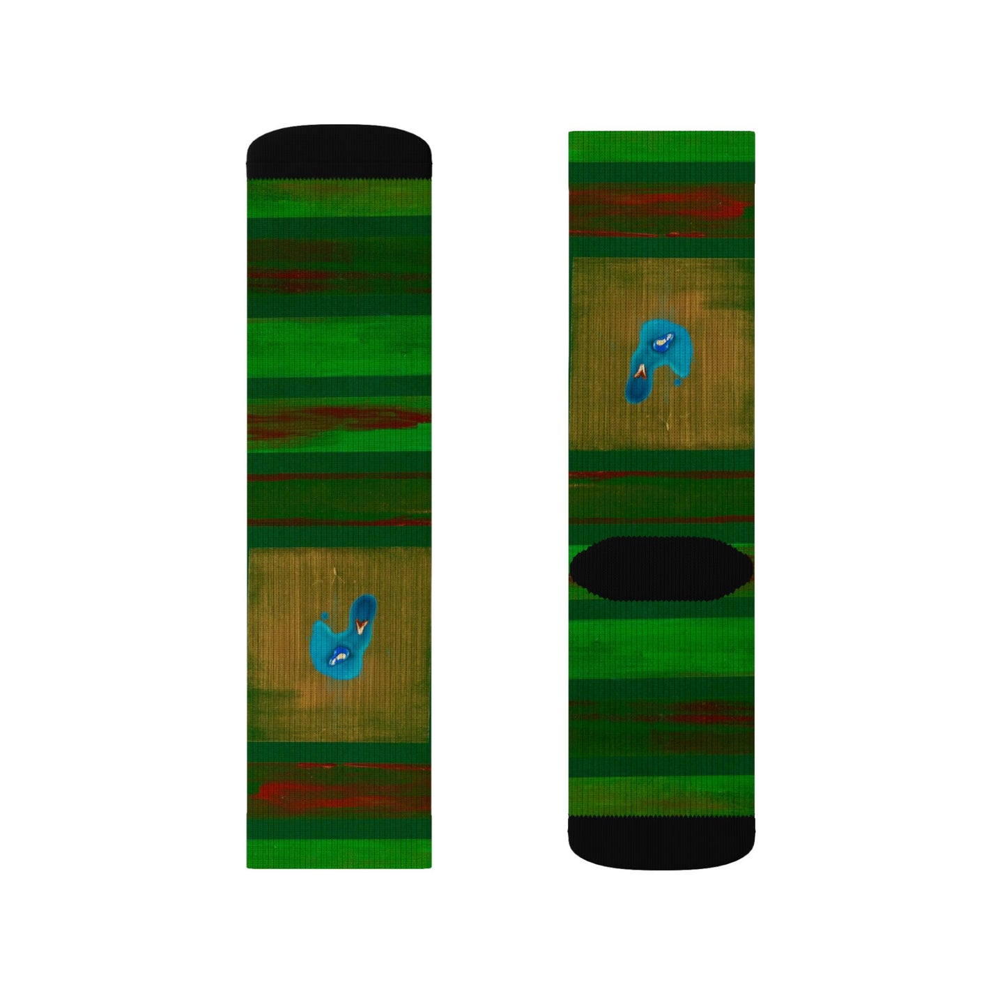Green Striped Sublimation Socks — Nature-Inspired Crew Socks