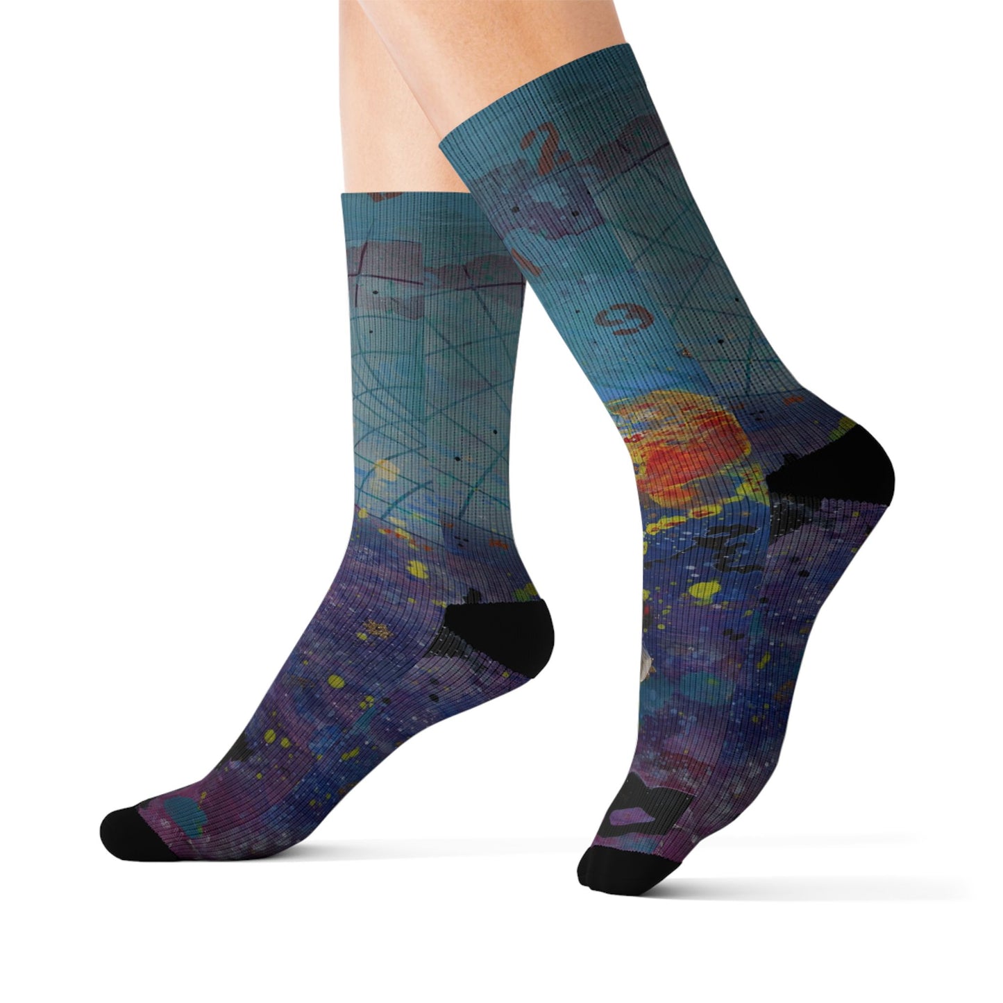 Galaxy Map Sublimation Socks — Colorful Space Map Crew Socks