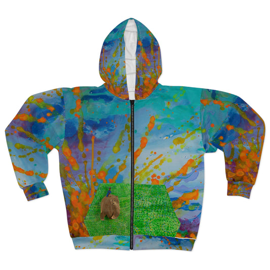 Limited edition Vibrant abstract Unisex Zip Hoodie- Artistic all over print