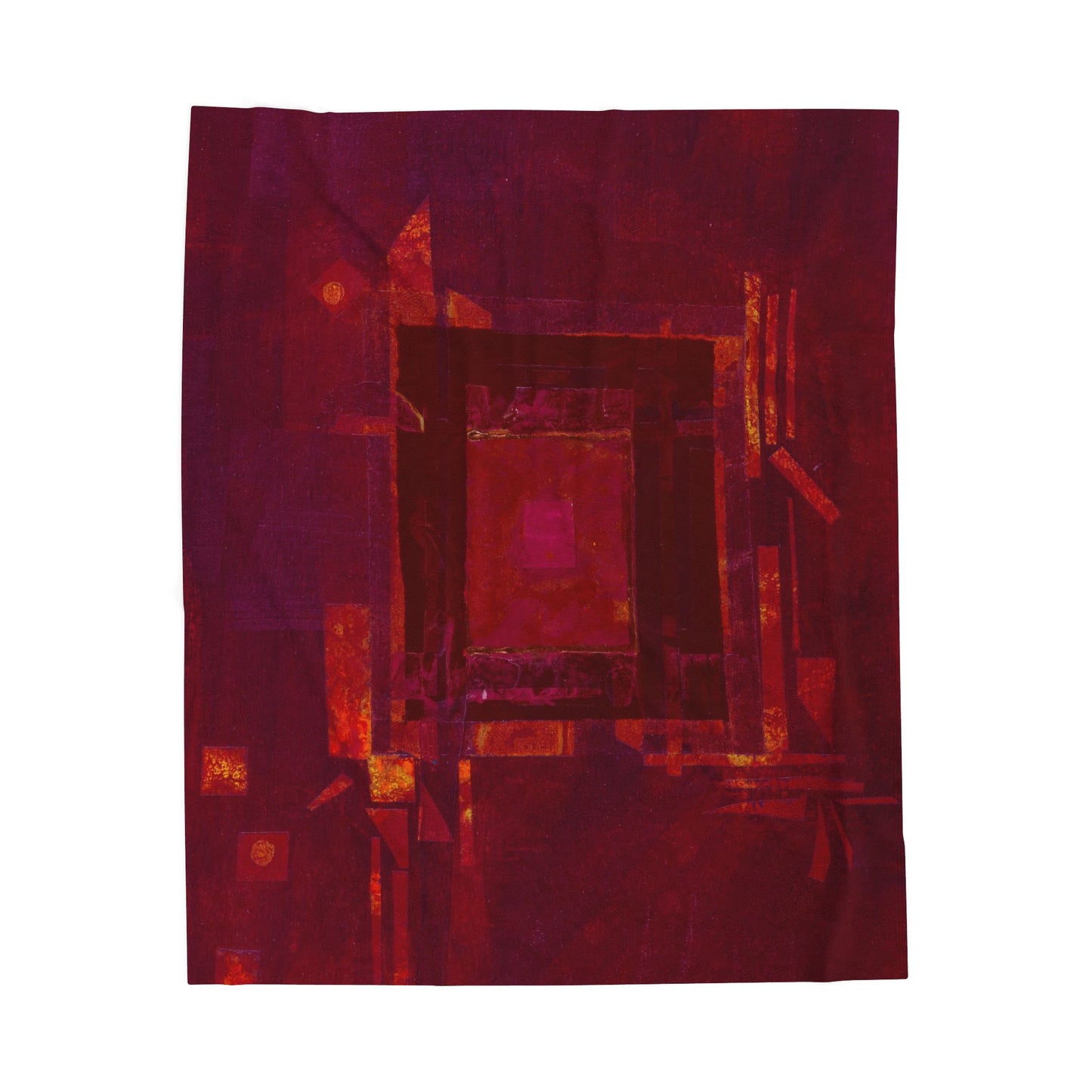 Geometric Red Velveteen Plush Blanket — Soft Cozy Throw with Modern Pattern