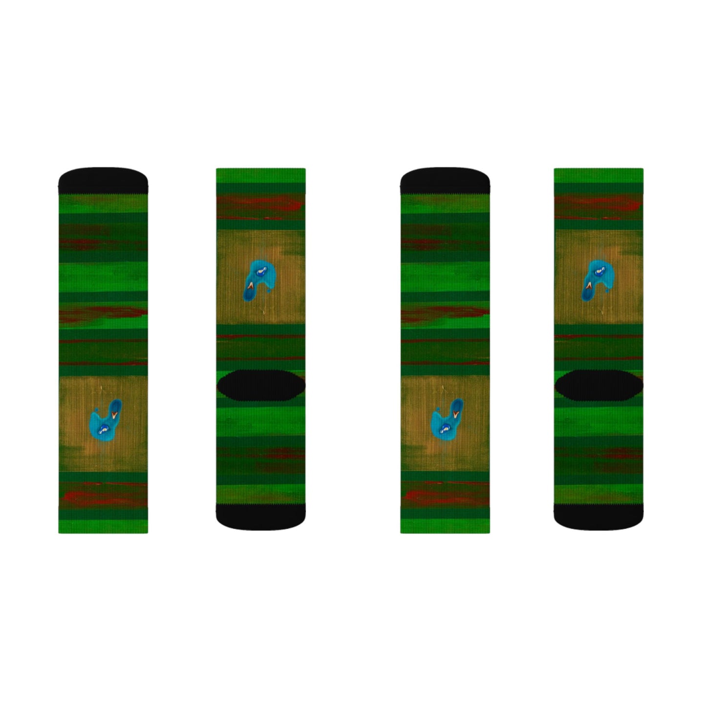 Green Striped Sublimation Socks — Nature-Inspired Crew Socks