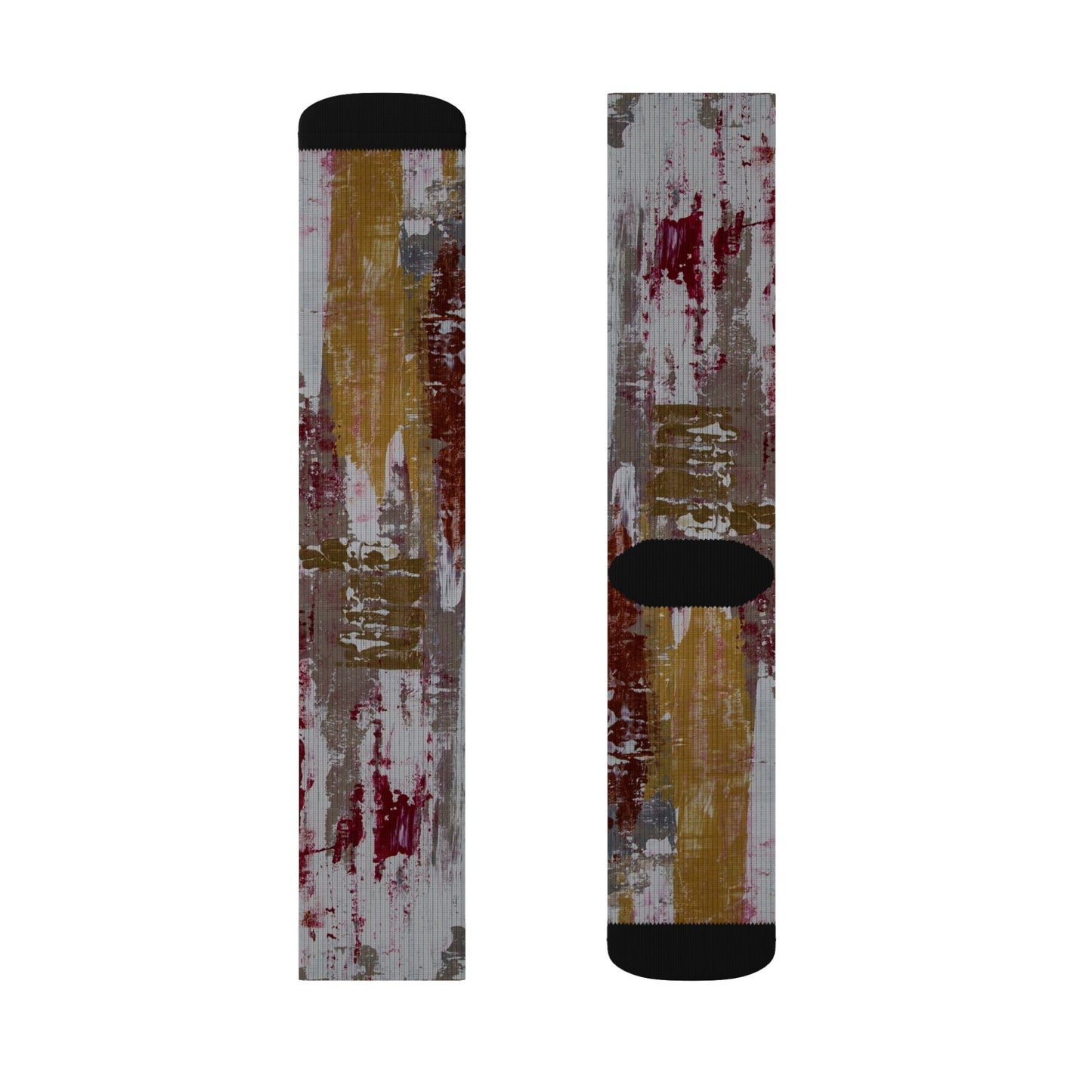 Abstract Brushstroke Sublimation Socks — Artistic Paint Texture Crew Socks