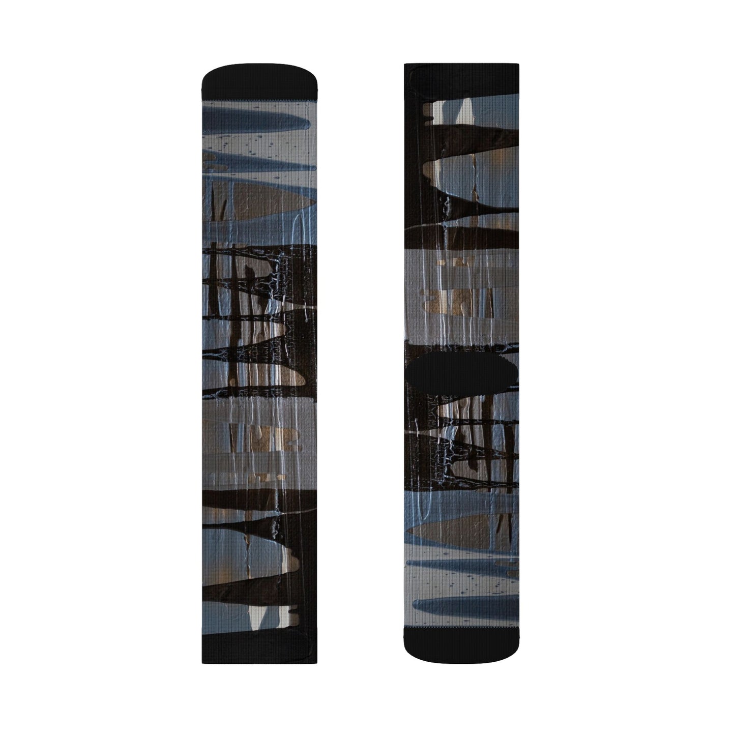 Abstract Grid Sublimation Socks — Modern Geometric Crew Socks