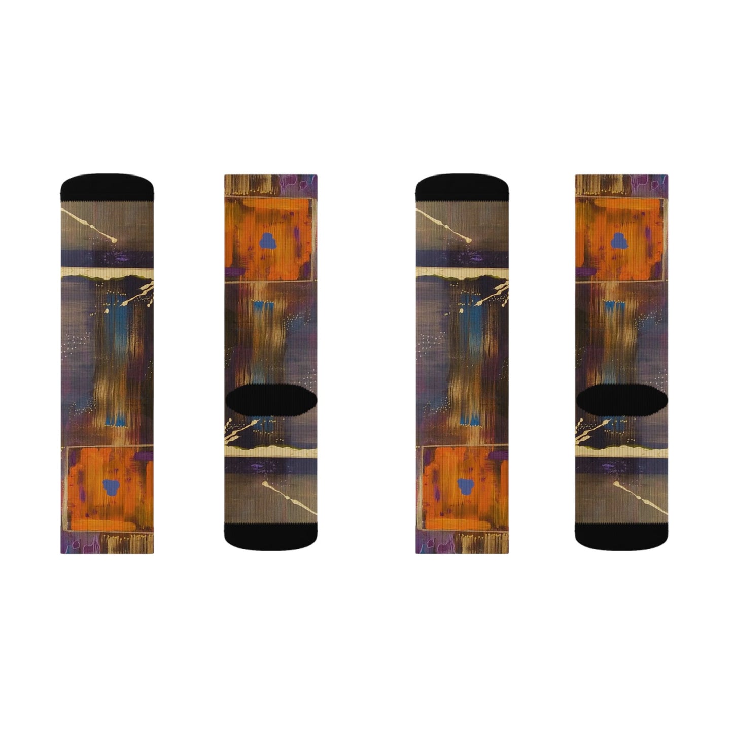 Abstract Colorblock Sublimation Socks — Bold Artistic Crew Socks