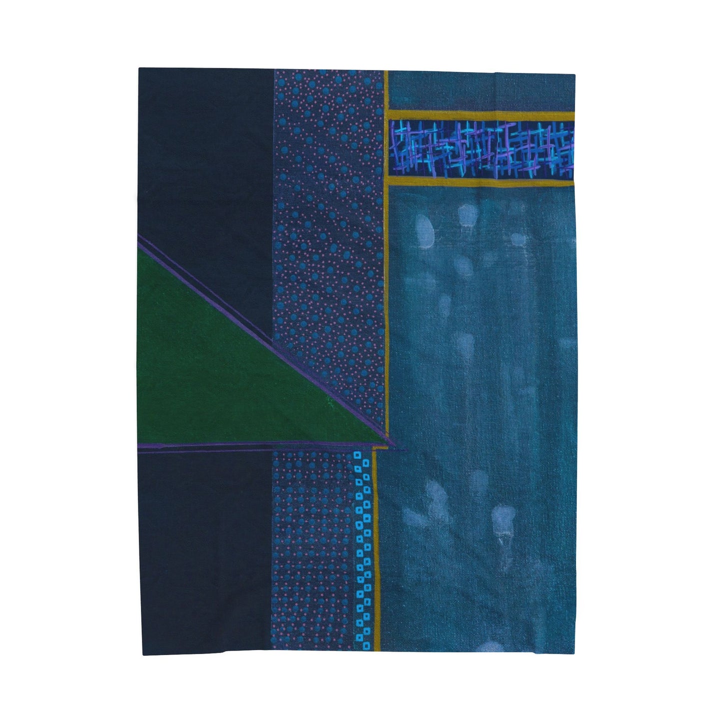 Blue Geometric Layers Velveteen Plush Blanket