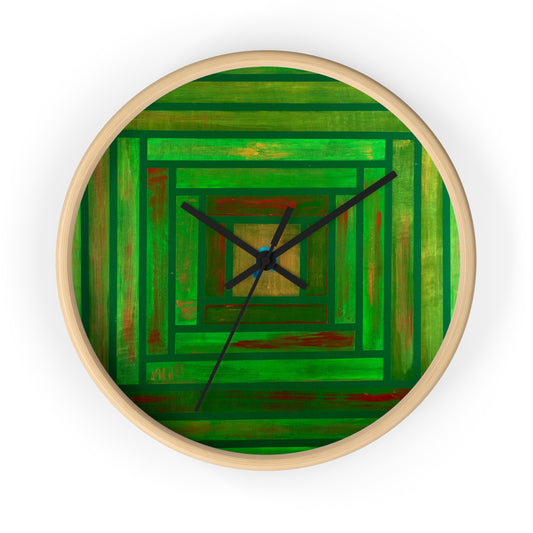 Green Abstract Wall Clock, Modern Home Decor, Eco-Friendly Clock, Gift for Art Lovers, Interior Design Accent