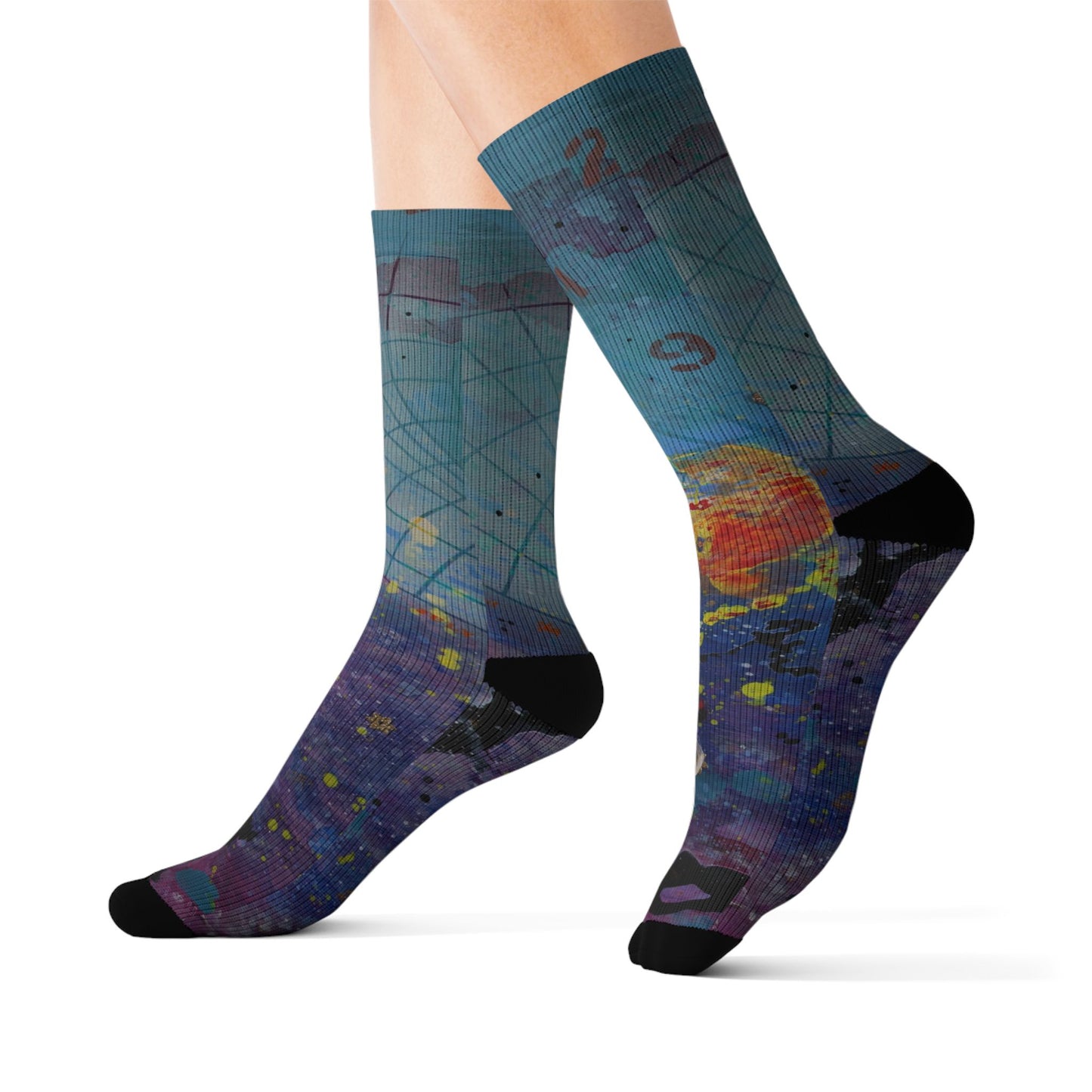 Galaxy Map Sublimation Socks — Colorful Space Map Crew Socks
