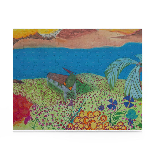 Tropical Beach Landscape Puzzle — Colorful Seaside 120/252/500-Piece Jigsaw