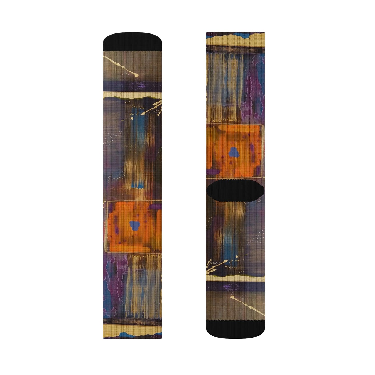 Abstract Colorblock Sublimation Socks — Bold Artistic Crew Socks