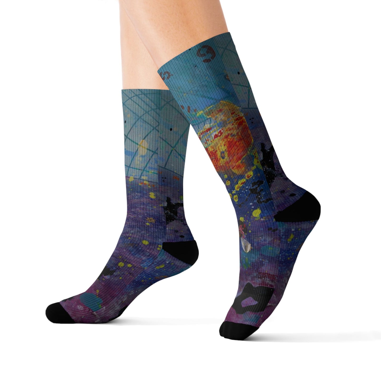 Galaxy Map Sublimation Socks — Colorful Space Map Crew Socks