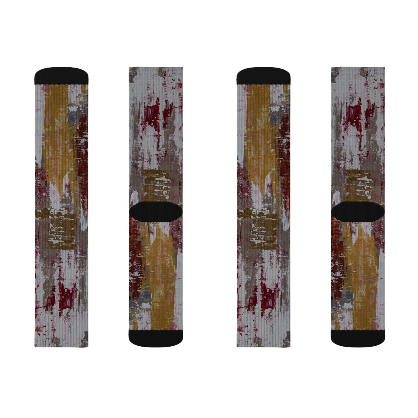 Abstract Brushstroke Sublimation Socks — Artistic Paint Texture Crew Socks