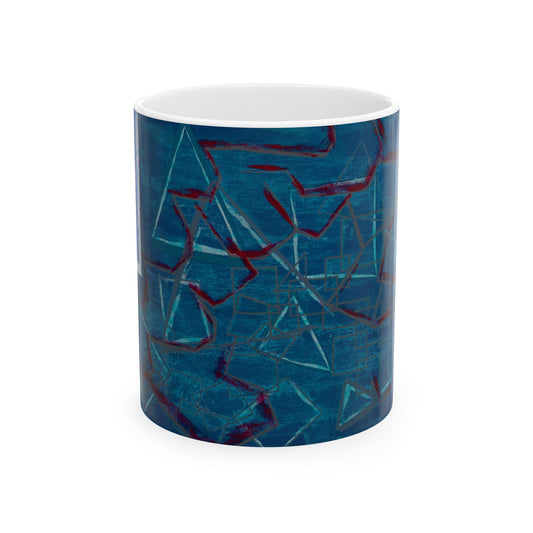 Blue Abstract Ceramic Mug - Coffee Lover Gift, Art Mug, Unique Home Decor, Birthday Gift, Stylish Drinkware