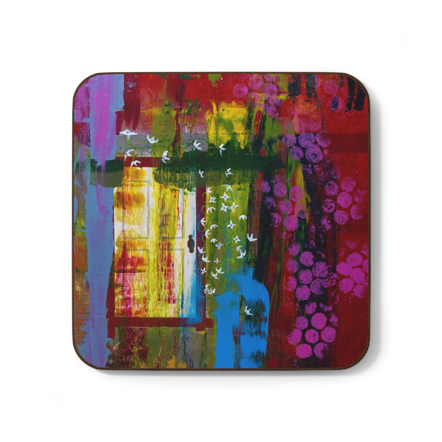 Abstract Colorful Landscape Coaster — Vibrant Art Drink Coaster