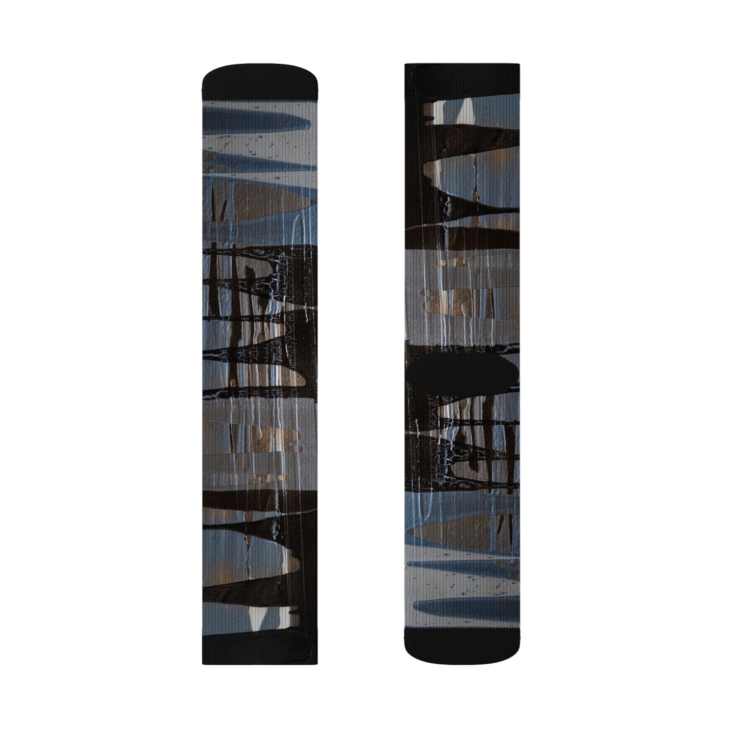 Abstract Grid Sublimation Socks — Modern Geometric Crew Socks