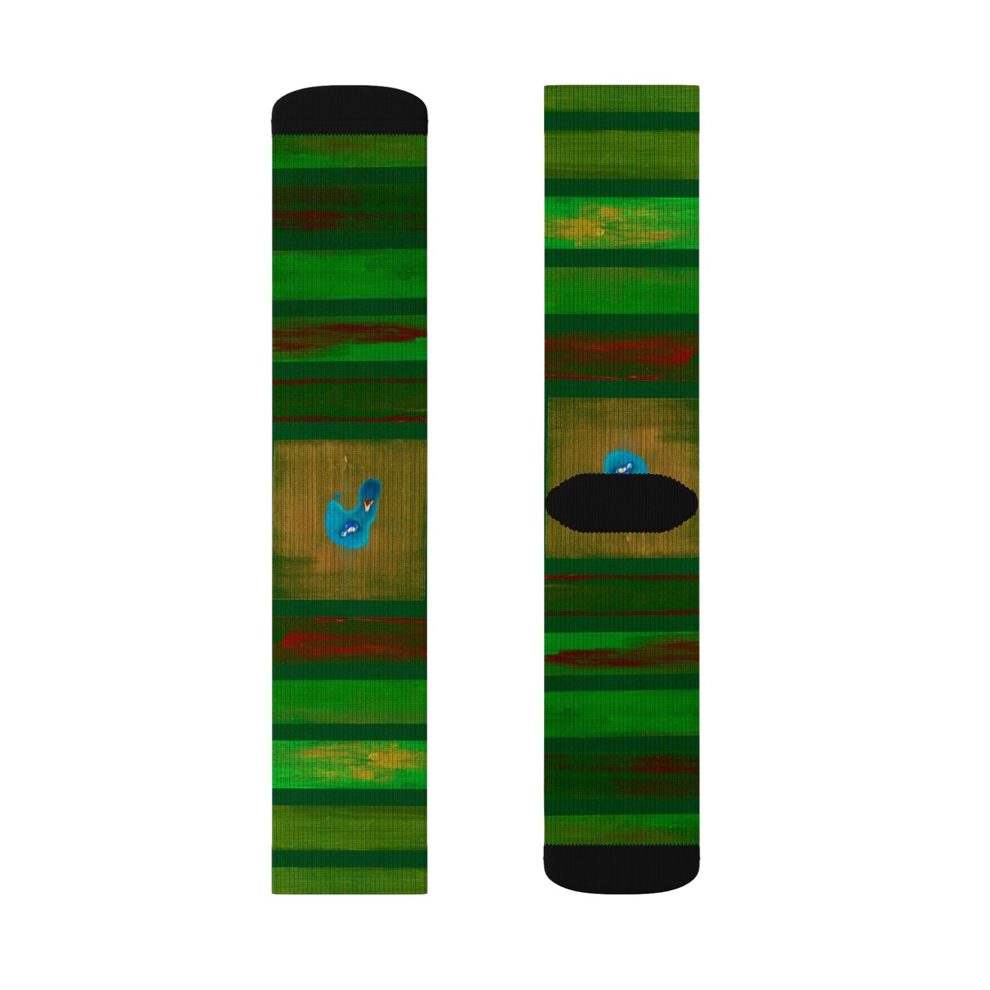 Green Striped Sublimation Socks — Nature-Inspired Crew Socks