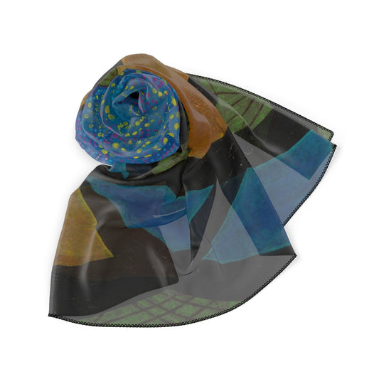 Vibrant Poly Scarf with Abstract Design, Fashion Accessory, Eco-friendly Gift, Bohemian Style Wrap, Summer Essential, Statement Piece