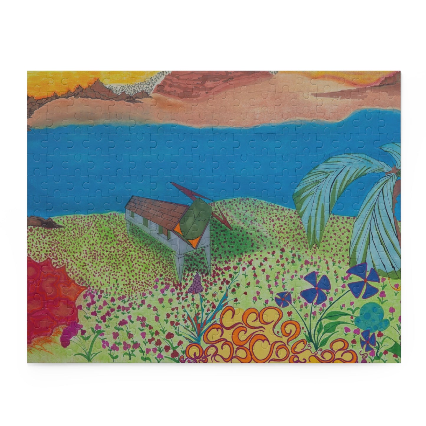 Tropical Beach Landscape Puzzle — Colorful Seaside 120/252/500-Piece Jigsaw