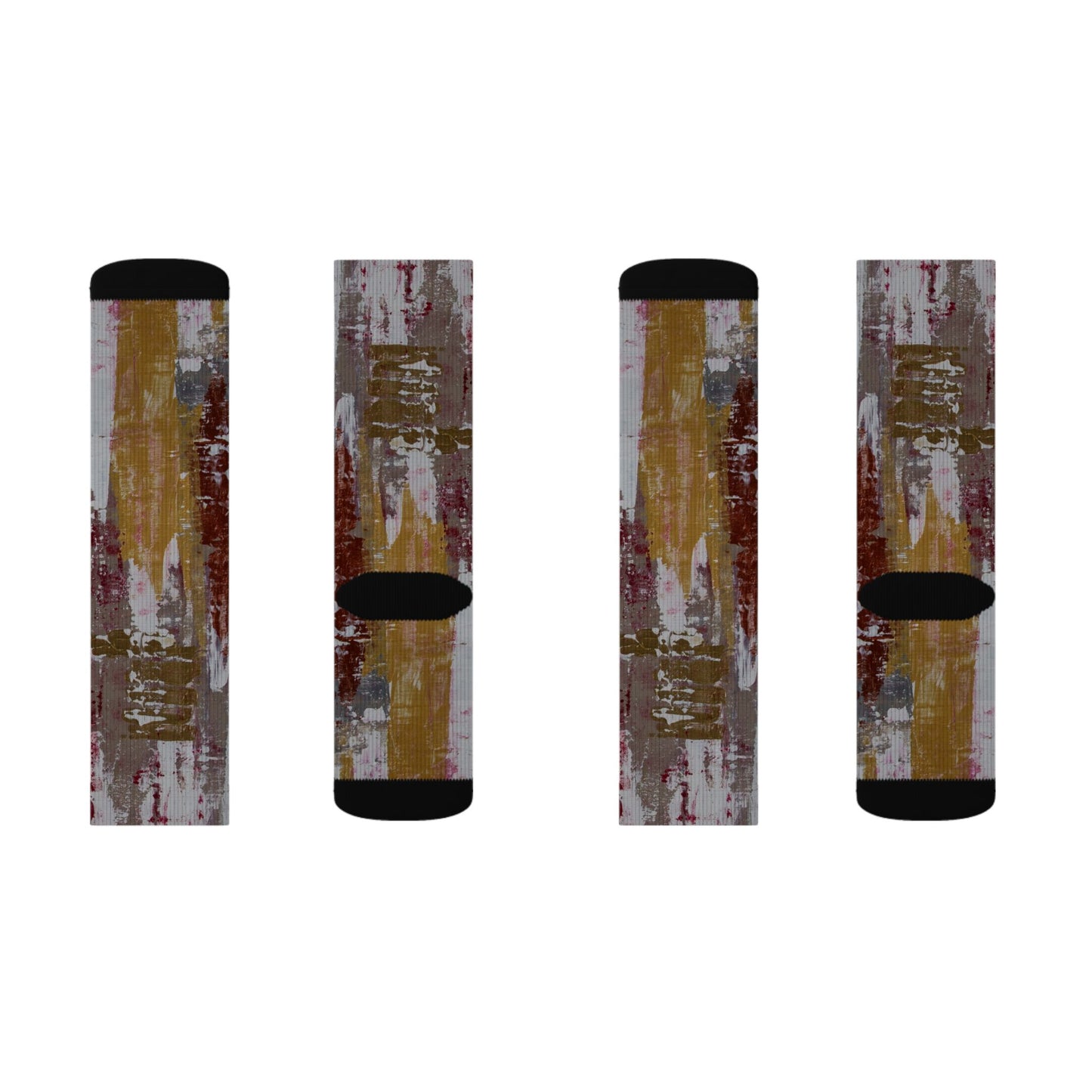 Abstract Brushstroke Sublimation Socks — Artistic Paint Texture Crew Socks