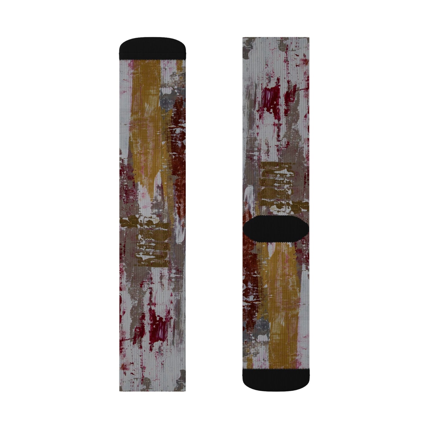 Abstract Brushstroke Sublimation Socks — Artistic Paint Texture Crew Socks