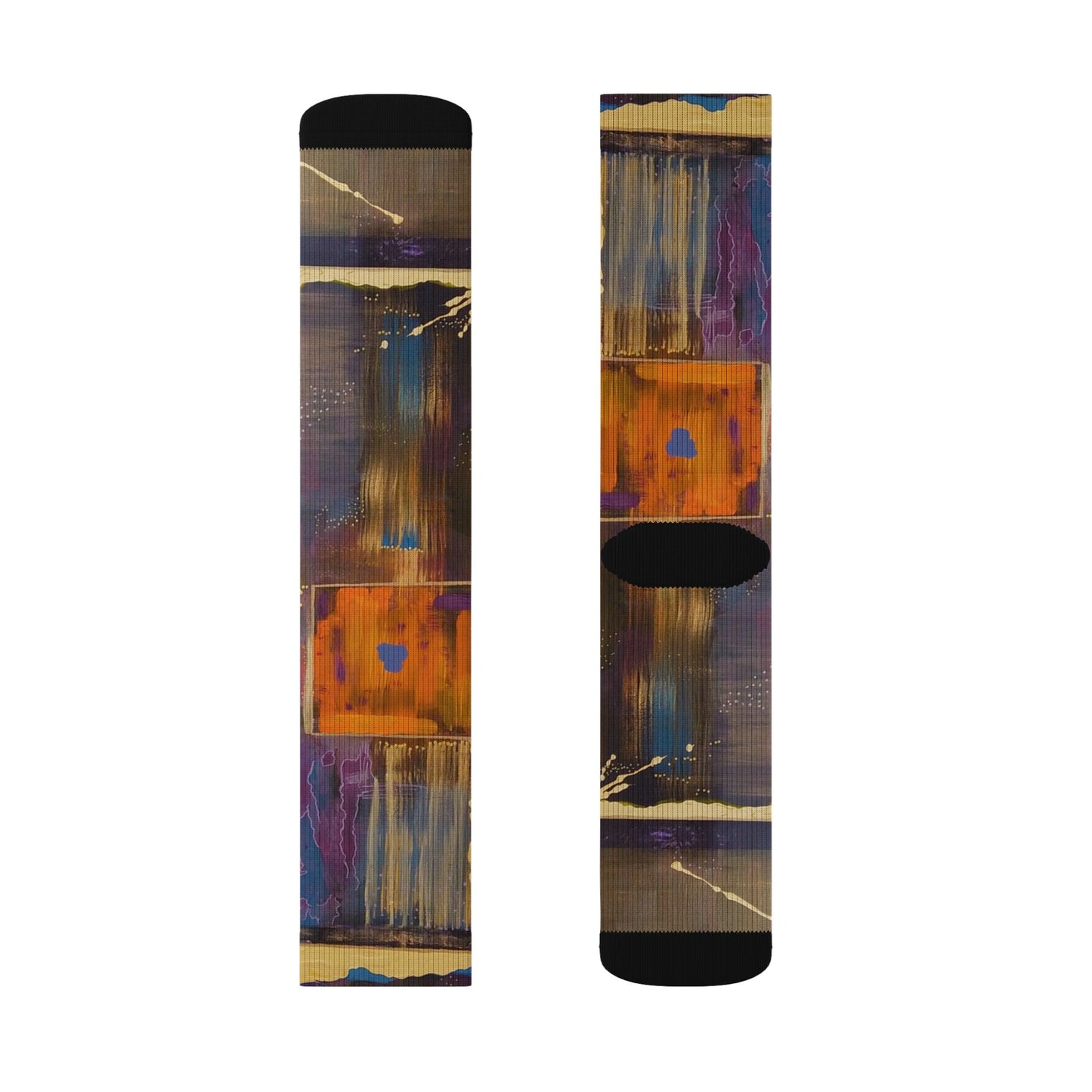 Abstract Colorblock Sublimation Socks — Bold Artistic Crew Socks
