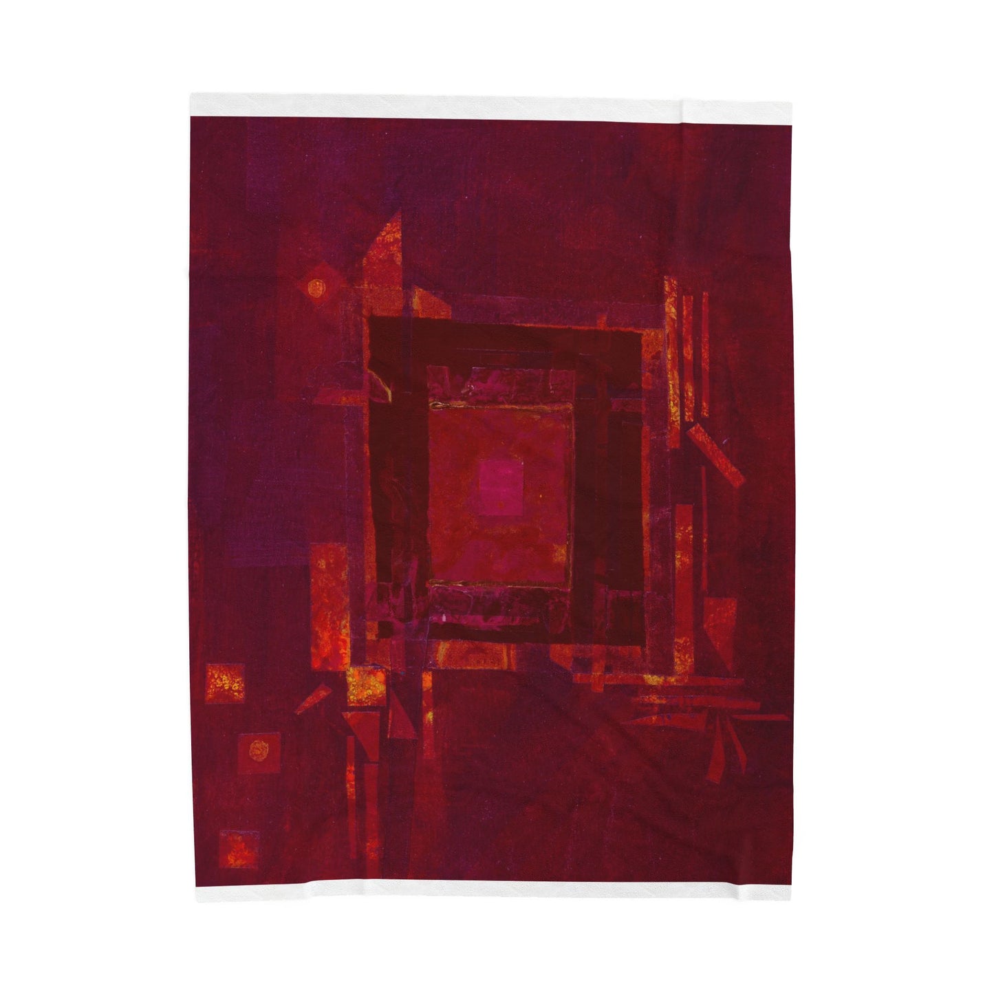 Geometric Red Velveteen Plush Blanket — Soft Cozy Throw with Modern Pattern