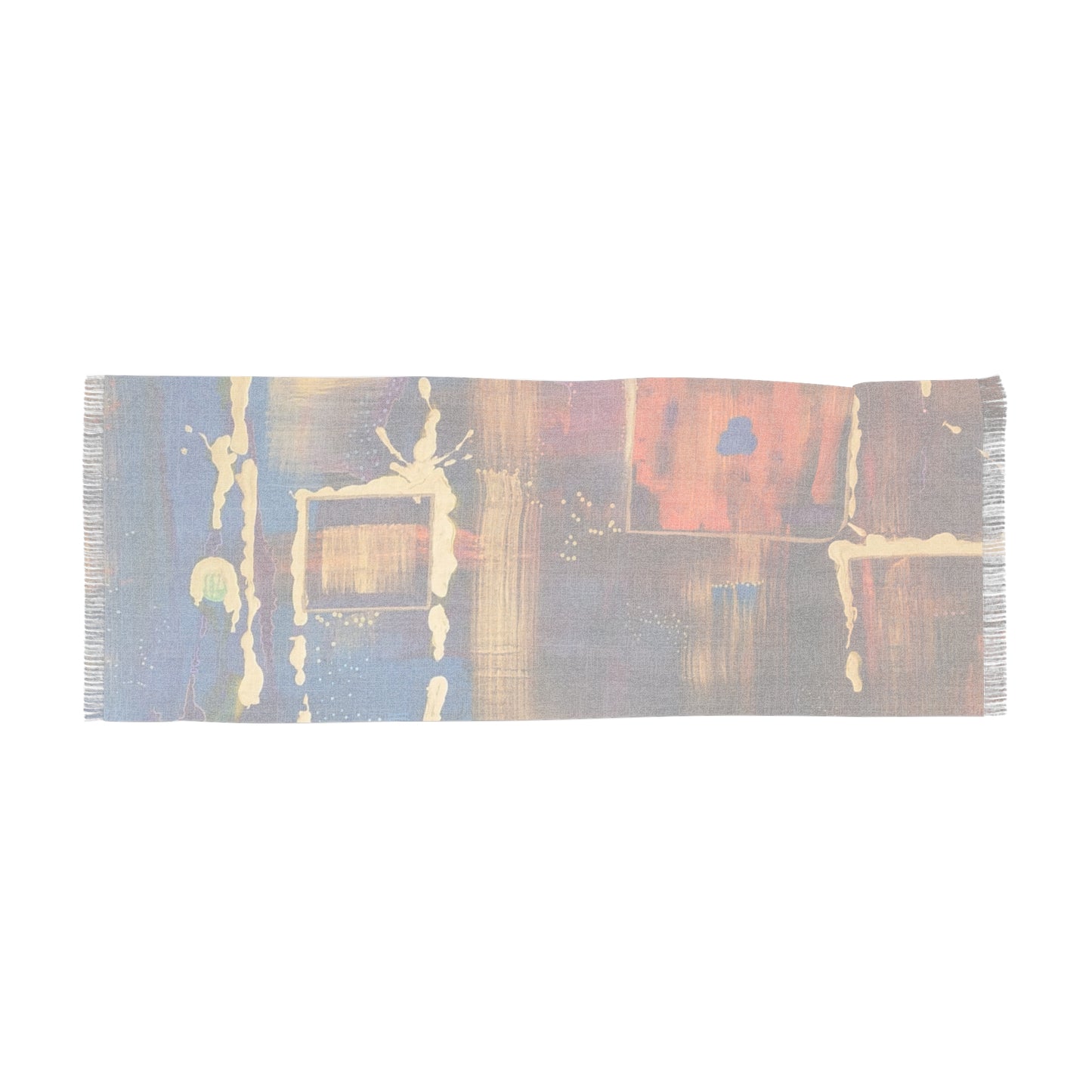 Abstract Watercolor Light Scarf – Colorful Artistic Fringe Wrap