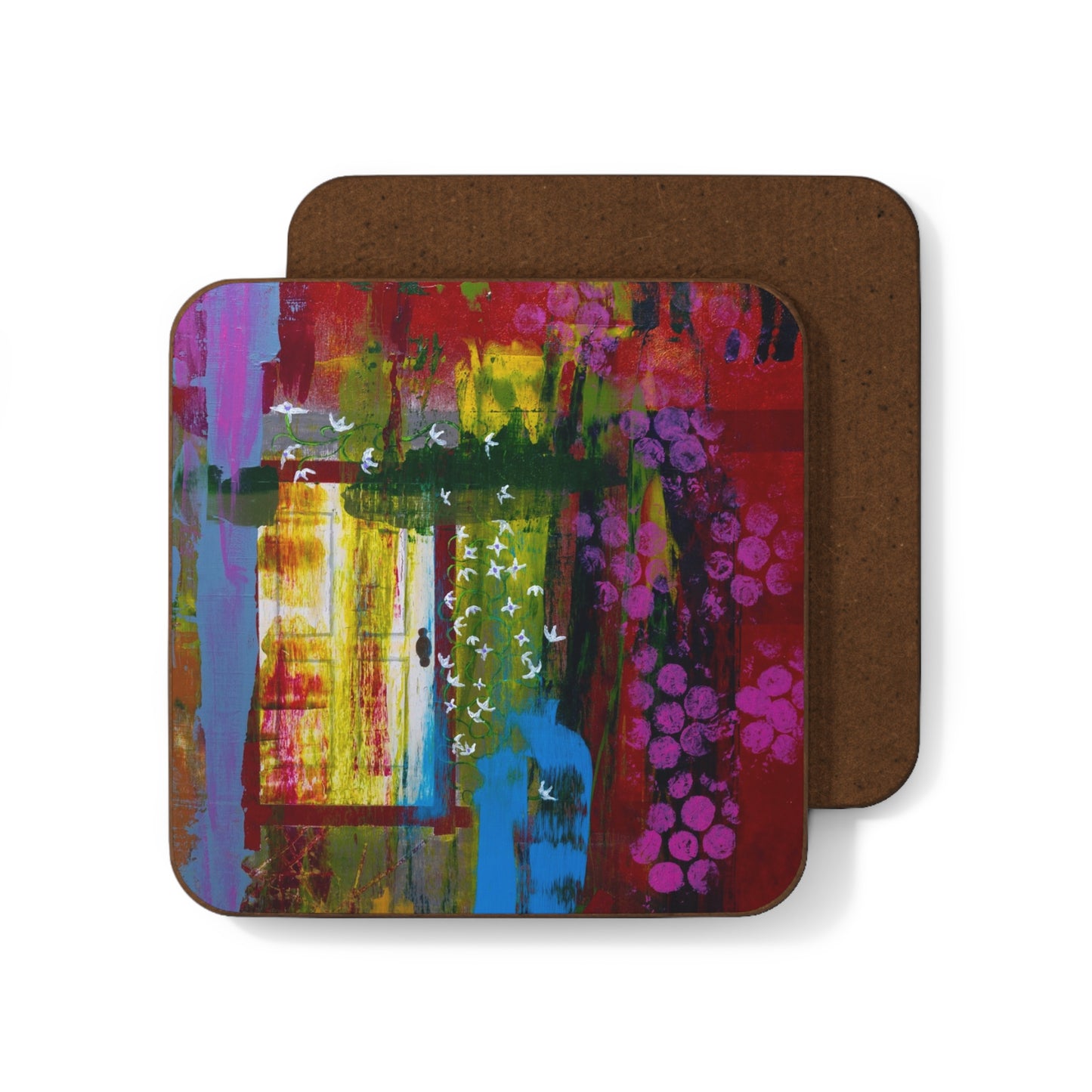 Abstract Colorful Landscape Coaster — Vibrant Art Drink Coaster