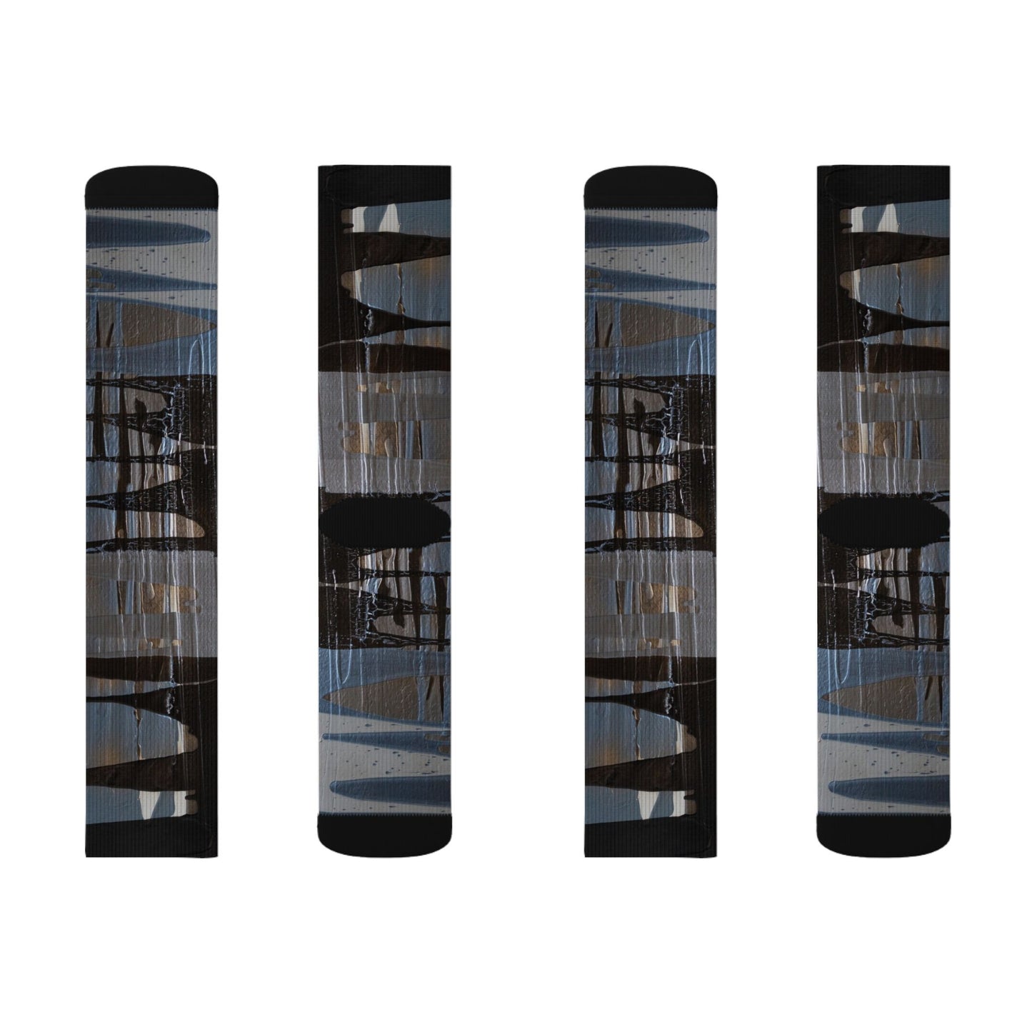 Abstract Grid Sublimation Socks — Modern Geometric Crew Socks