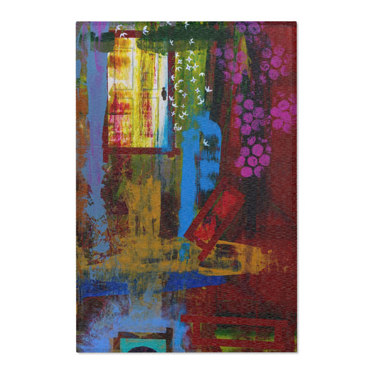 Colorful Abstract Area Rug, Artistic Floor Mat for Living Room, Boho Home Decor, Unique Gift for Housewarming & Art Lovers