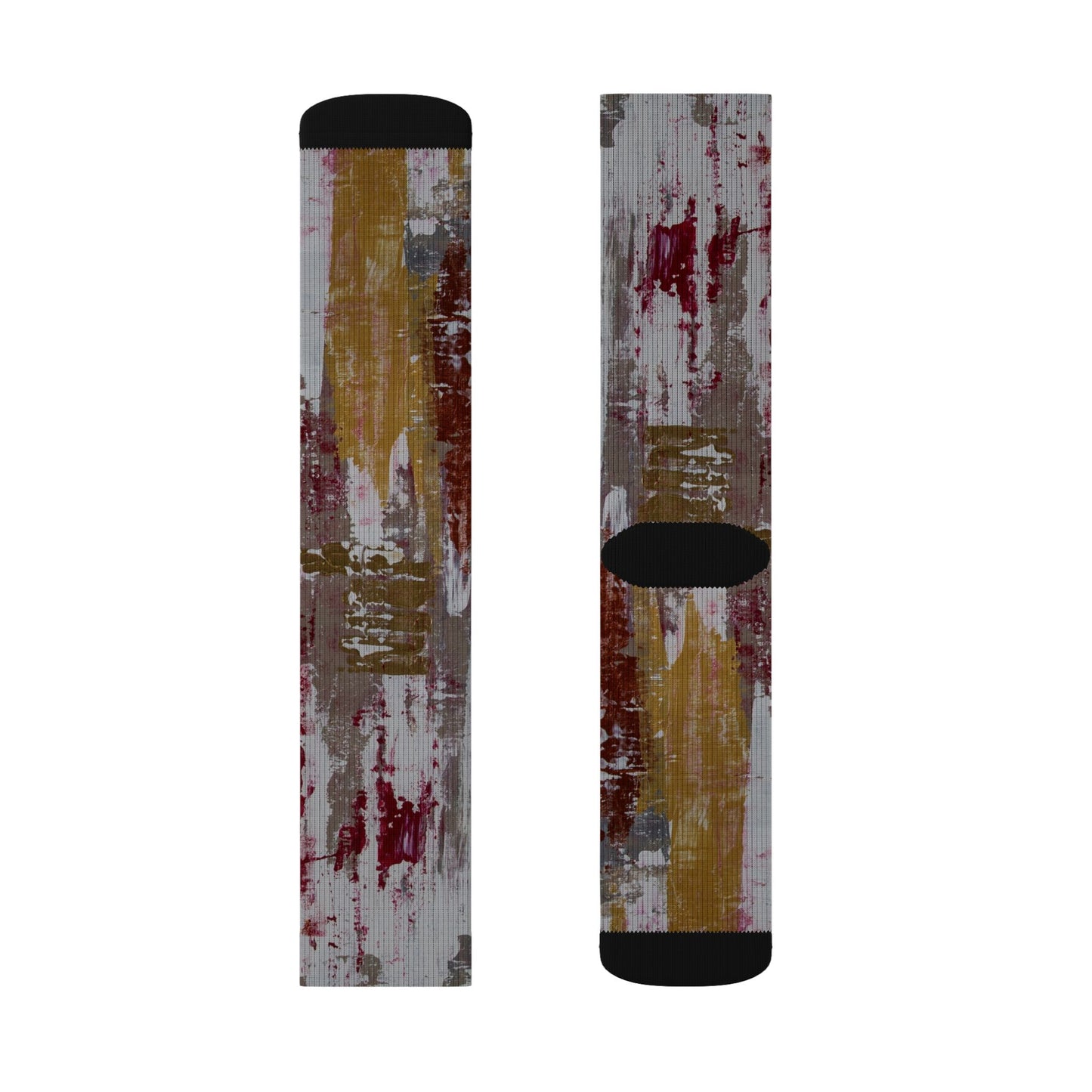 Abstract Brushstroke Sublimation Socks — Artistic Paint Texture Crew Socks
