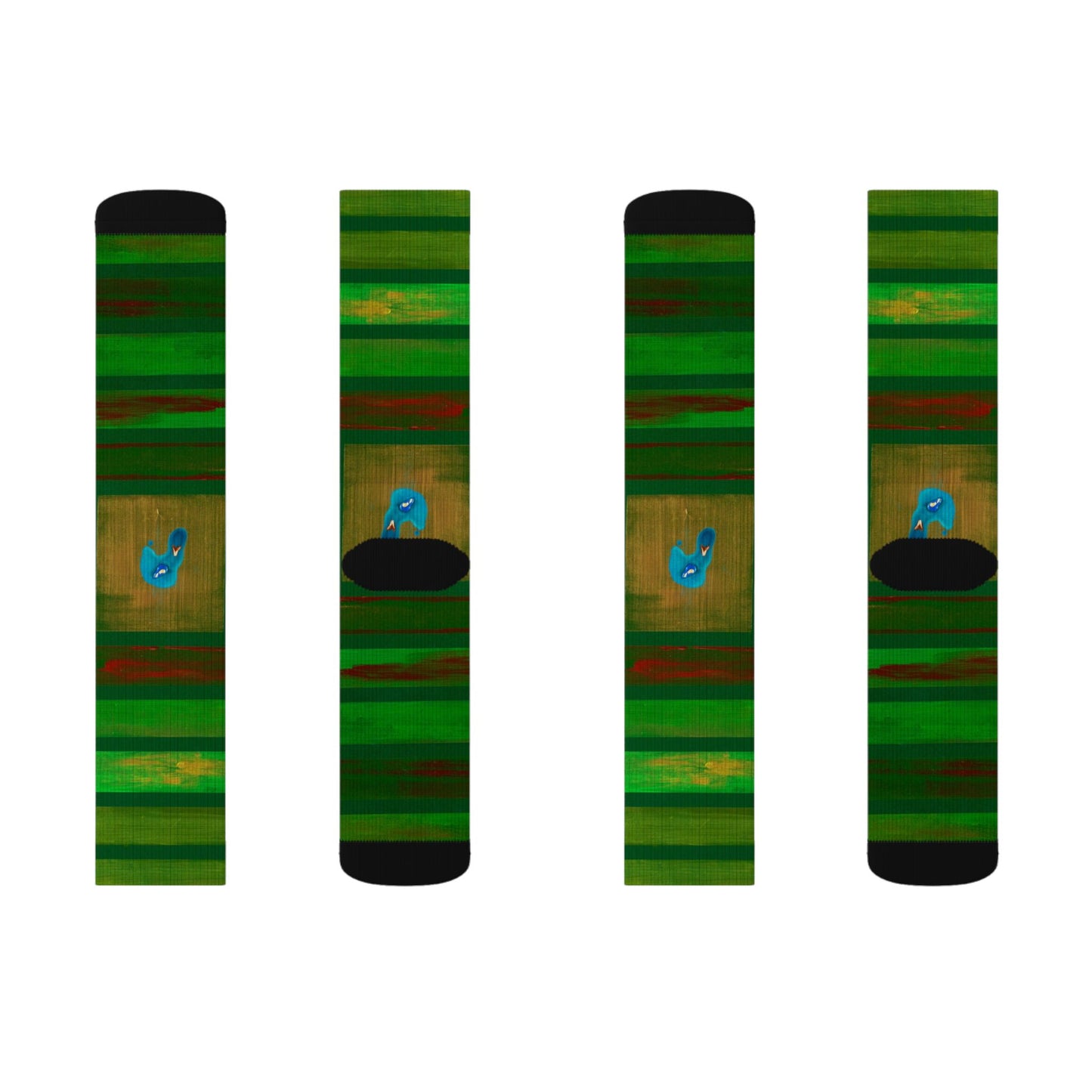 Green Striped Sublimation Socks — Nature-Inspired Crew Socks
