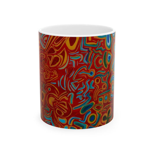 Vibrant Ceramic Mug, Colorful Art Mug, Unique Coffee Cup, Artistic Drinkware, Gift for Art Lovers